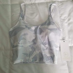 NWT! 90 Degree by Reflex Camo White Combo Cropped Tank Top w/Support Inside Bra